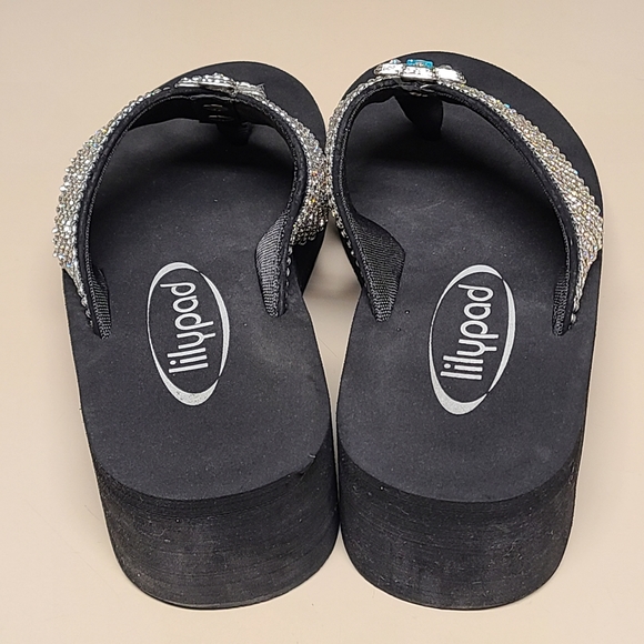 Lilypad Rhinestone Cross platform flip flop sandals size 8 1/2 - Picture 6 of 10
